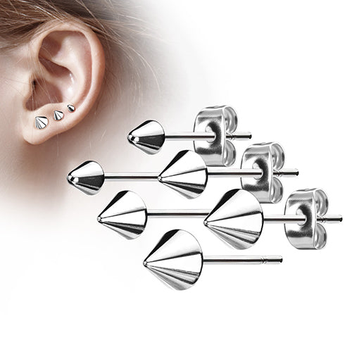 Spike Stainless Stud Earrings 20g - 5x5mm Spikes / Stainless Steel / Pair
